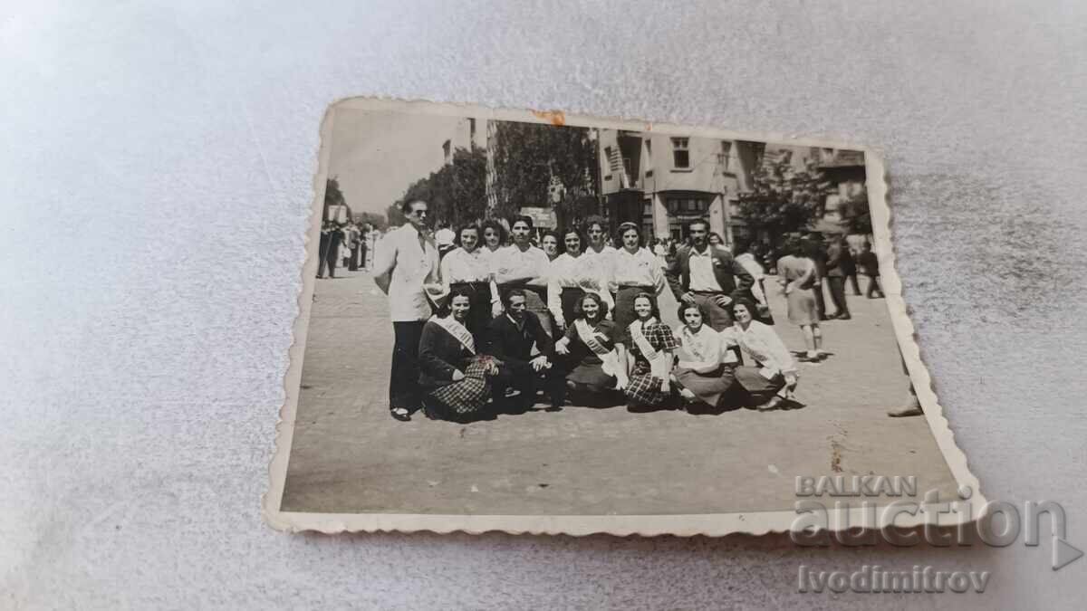 Photo Sofia Group of Shock Workers on the Street 1947