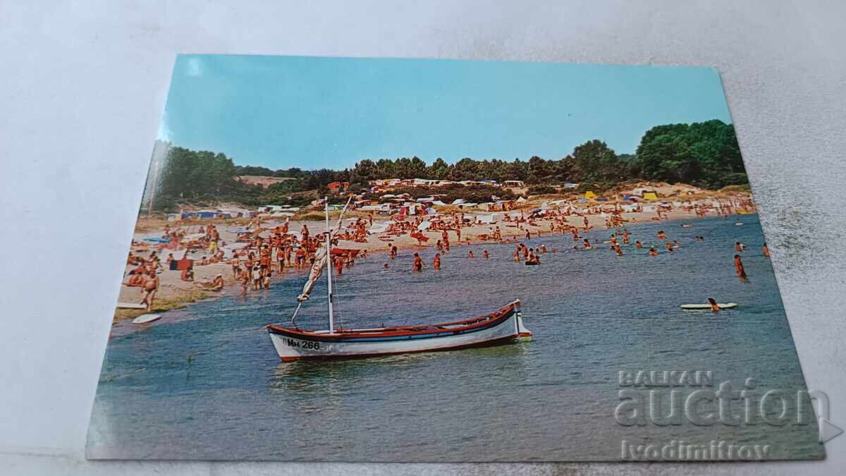 Cartolină Camping Coral lângă Primorsko 1988 Cartolină Camping Coral lângă Primorsko 1988