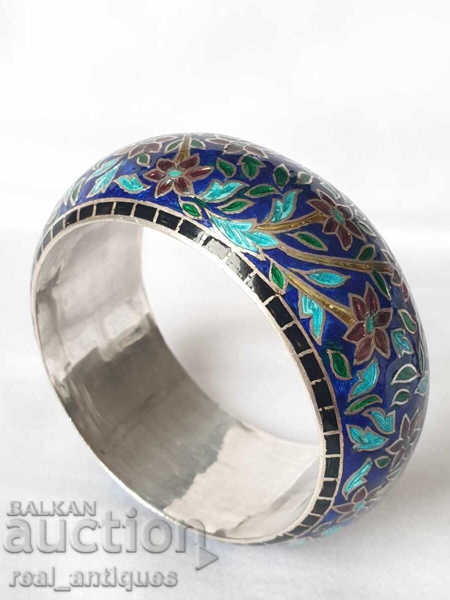 сребърна гривна с емайл - 7