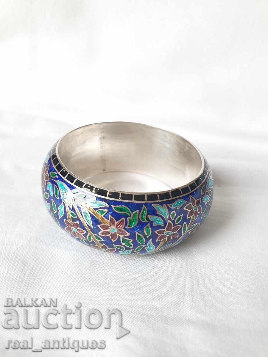 сребърна гривна с емайл