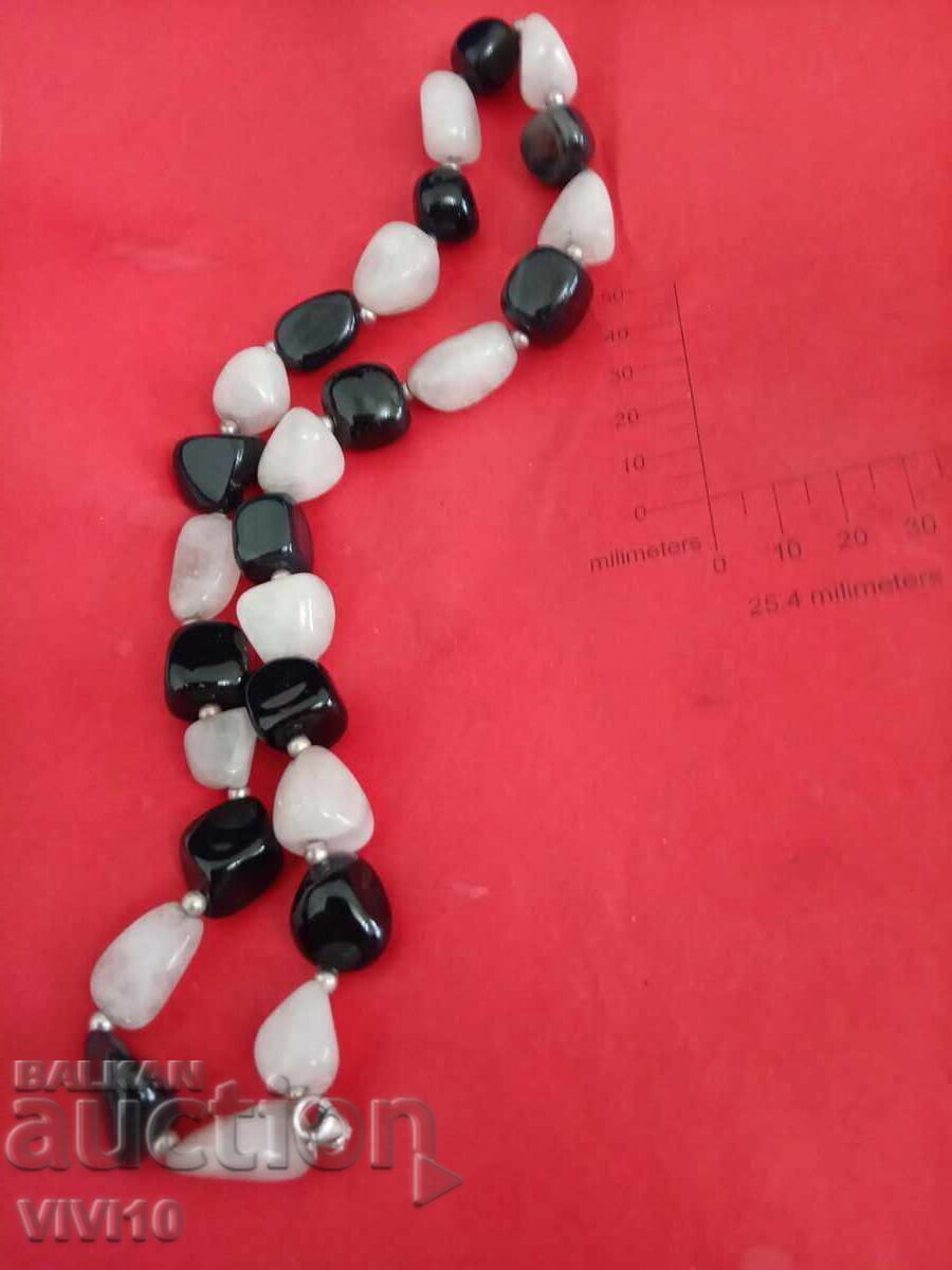 Antique necklace of black and white agate with price 40.00 BGN | € 20.45