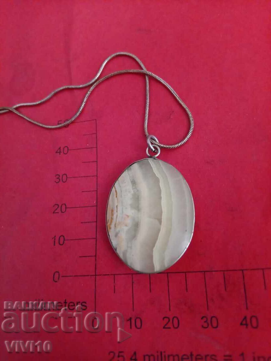 Antique necklace with white onyx setting