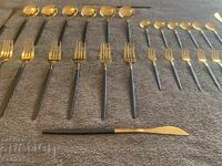Beautiful set of new and stylish cutlery in black and gold-30 pcs