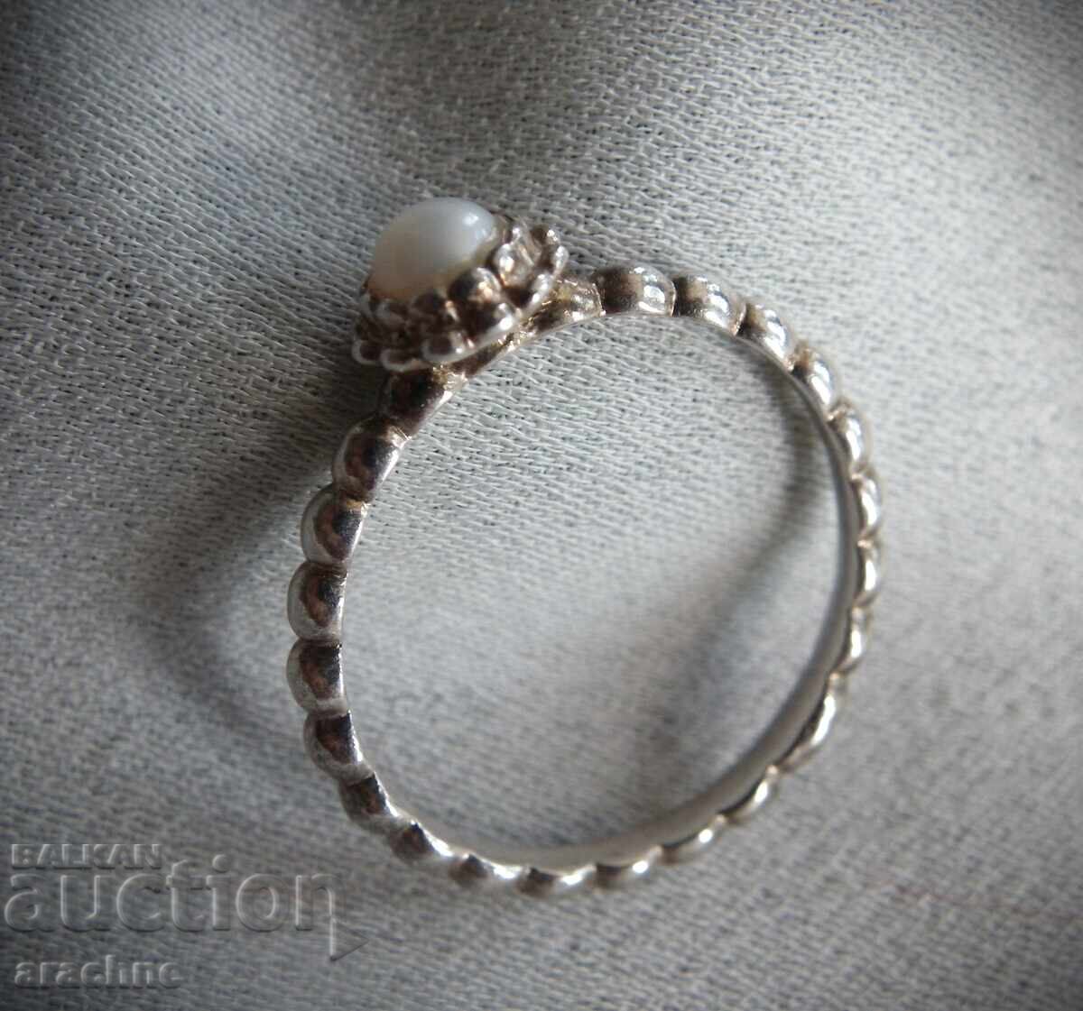 Δημοπρασία Αμερικάνικο κομψό ασημένιο χειροποίητο δαχτυλίδι με μαργαριτάρι