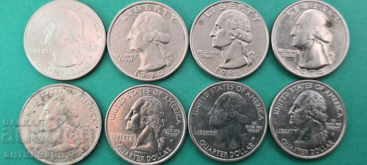 Auction US quarter dollar Lot - 8 pieces Auction US quarter dollar Lot - 8 pieces