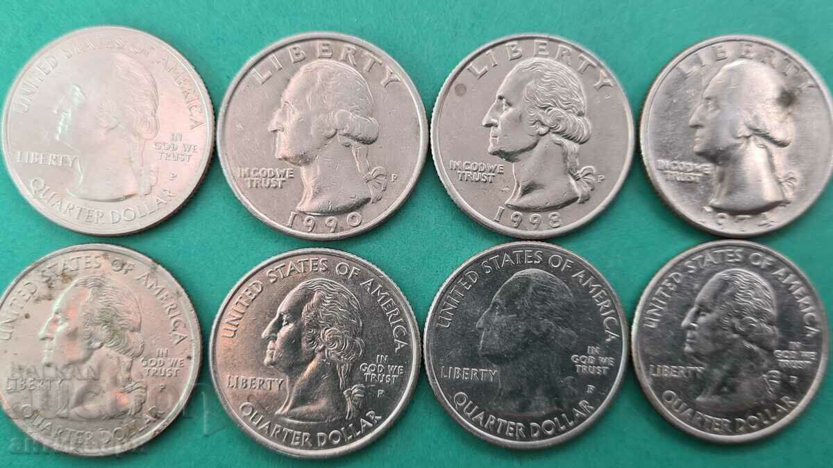 Delivery of US quarter dollar Lot - 8 pieces Delivery of US quarter dollar Lot - 8 pieces