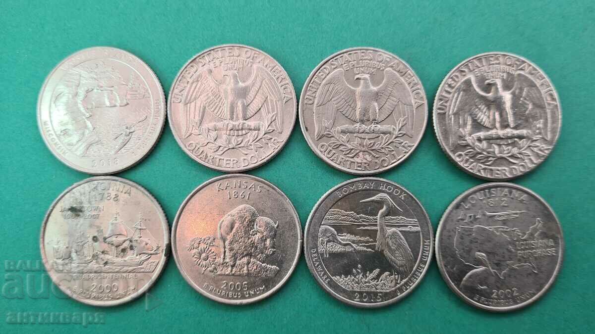US quarter dollar Lot - 8 pieces US quarter dollar Lot - 8 pieces