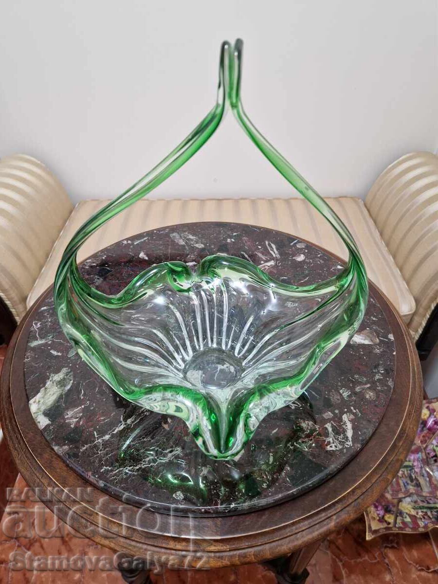 Εξαιρετικό μεγάλο αντίκα Βελγικό κρυστάλλινο φρουτιέρα με τιμή 134.00 BGN | € 68.51