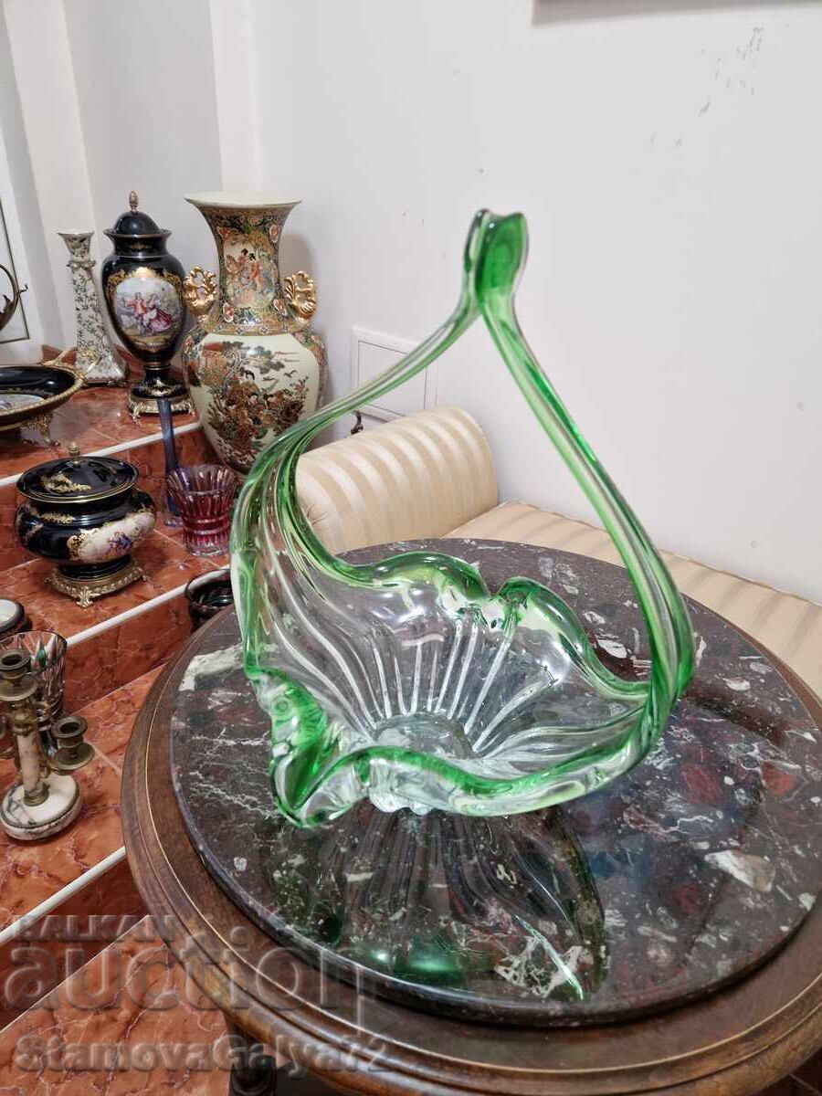 Delivery of Wonderful large antique Belgian crystal fruit bowl