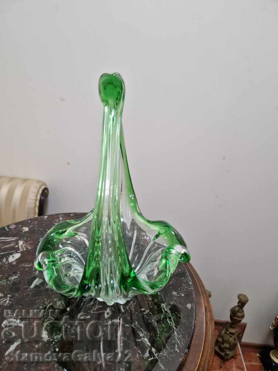 Εξαιρετικό μεγάλο αντίκα Βελγικό κρυστάλλινο φρουτιέρα - 6