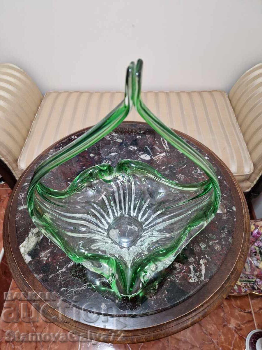 Wonderful large antique Belgian crystal fruit bowl - 7