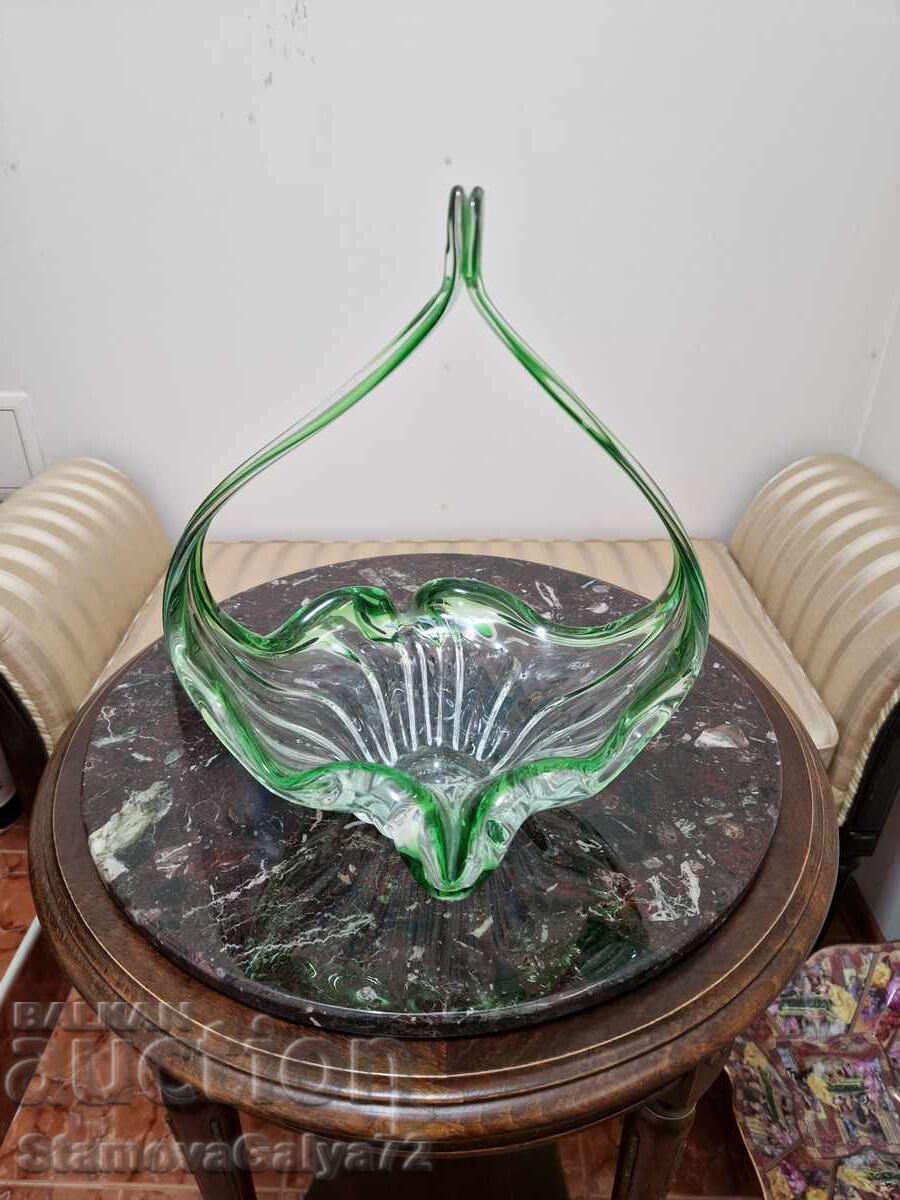 Εξαιρετικό μεγάλο αντίκα Βελγικό κρυστάλλινο φρουτιέρα Εξαιρετικό μεγάλο αντίκα Βελγικό κρυστάλλινο φρουτιέρα