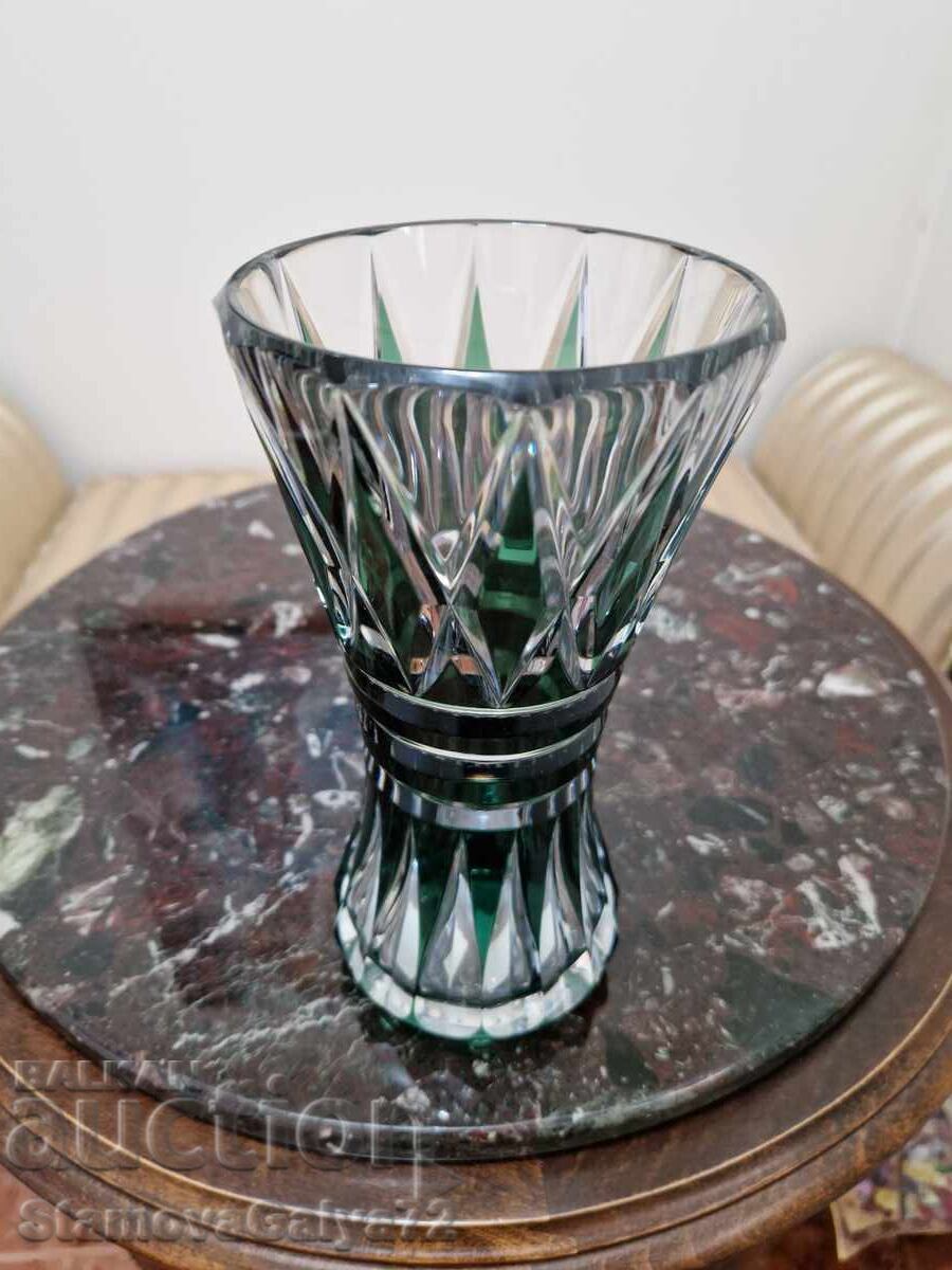 Auction  Superior Belgian Crystal Vase Val Saint Lambert