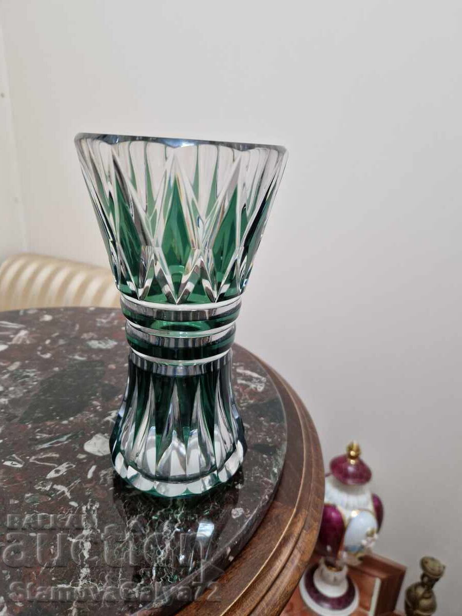 Превъзходна белгийска кристална ваза Val Saint Lambert - 6