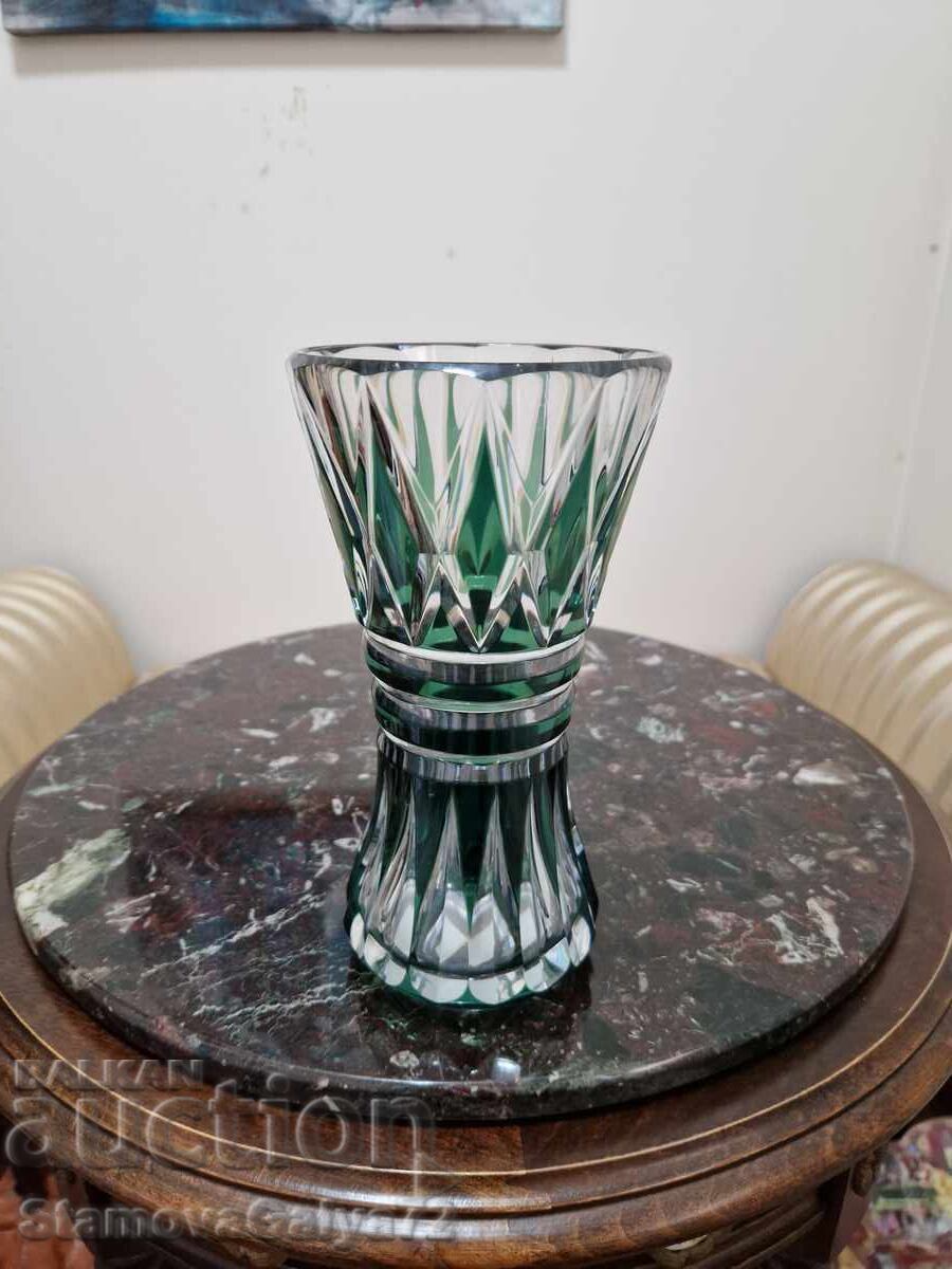Превъзходна белгийска кристална ваза Val Saint Lambert
