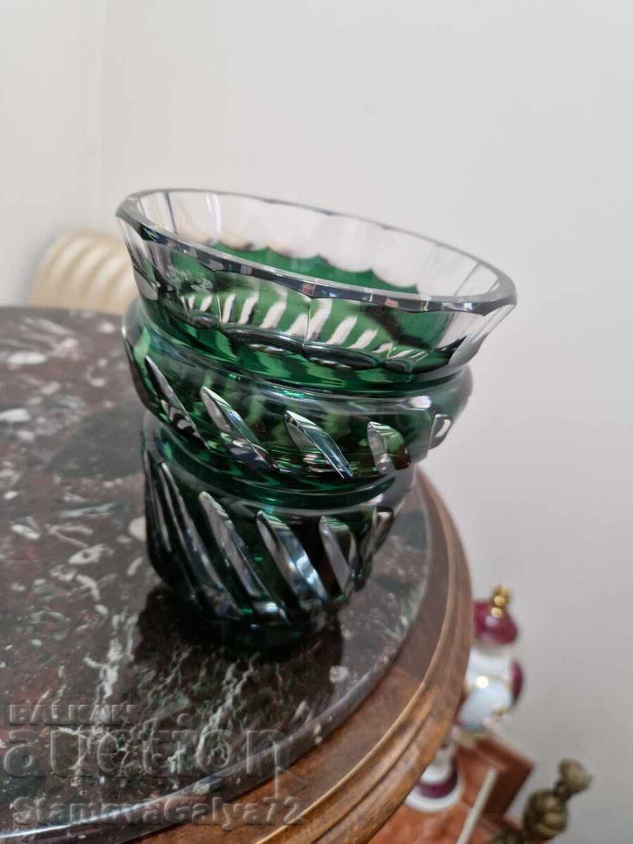 Антикварна белгийска кристална ваза Val Saint Lambert - 5