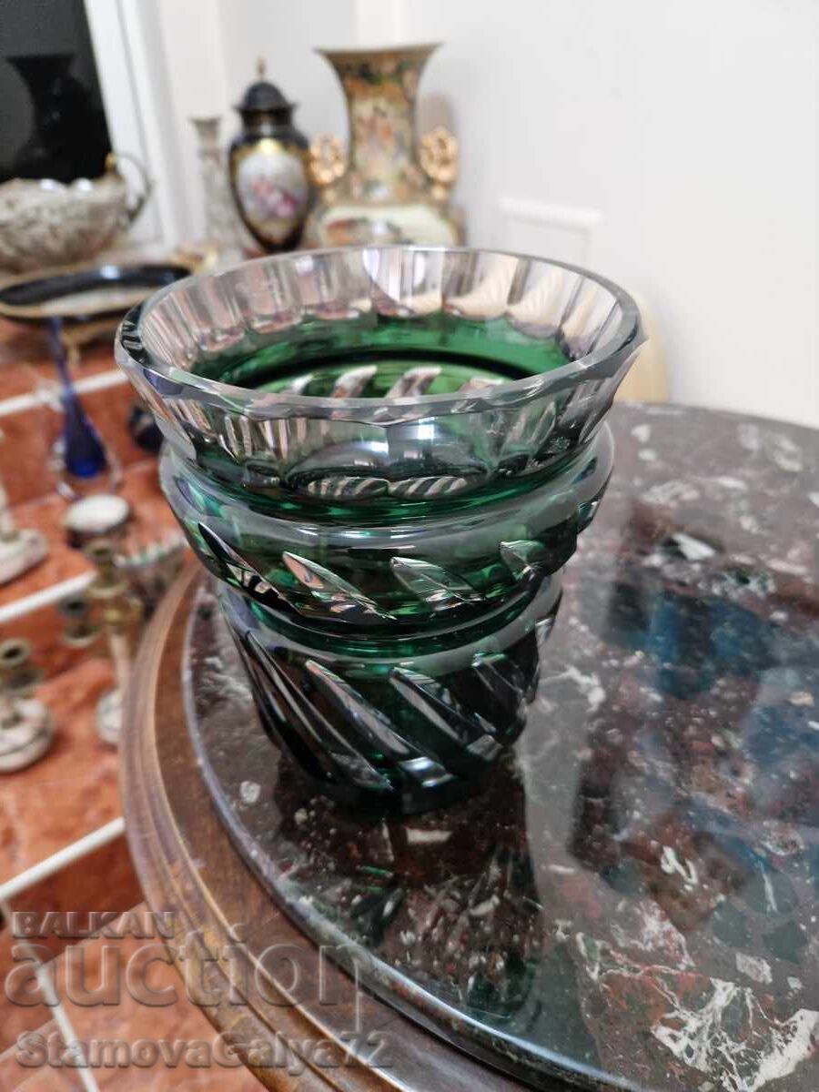 Антикварна белгийска кристална ваза Val Saint Lambert - 6