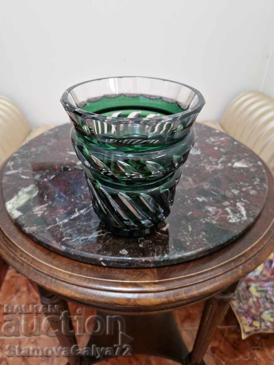 Антикварна белгийска кристална ваза Val Saint Lambert