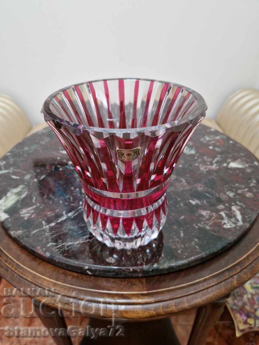 Unique antique Val Saint Lambe Belgian crystal vase with price € 101.24 | 198.01 BGN