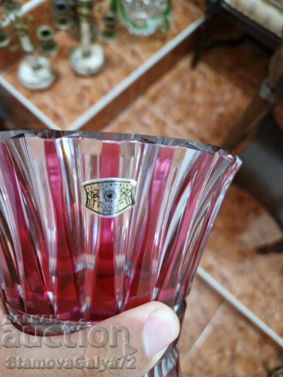 Unique antique Val Saint Lambe Belgian crystal vase - 7