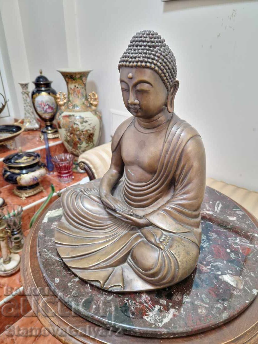 Голяма антикварна азиатска бронзова фигура статуетка - 5