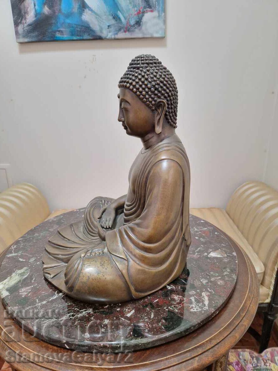 Голяма антикварна азиатска бронзова фигура статуетка - 6