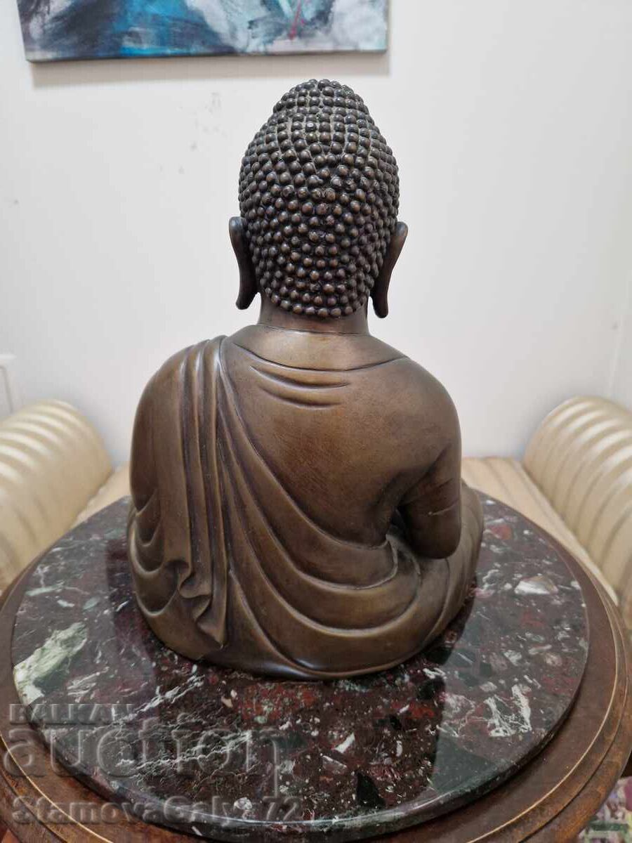 Голяма антикварна азиатска бронзова фигура статуетка - 7