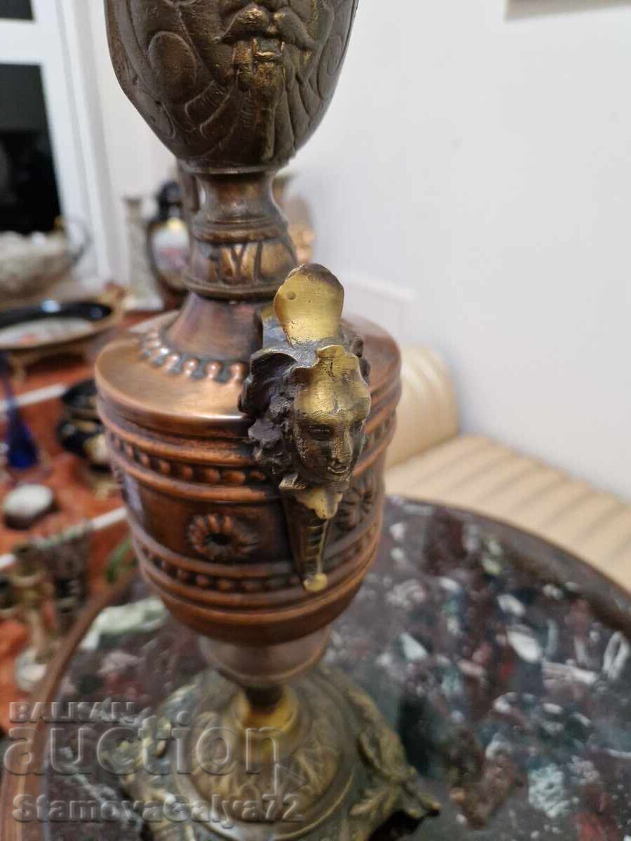 Cană renascentistă antică din bronz cu ornamente - 5