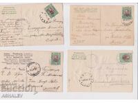 1908 4 Used Postcards