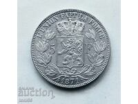 Белгия - Леополд  II 5 франка 1871г,  XF- St