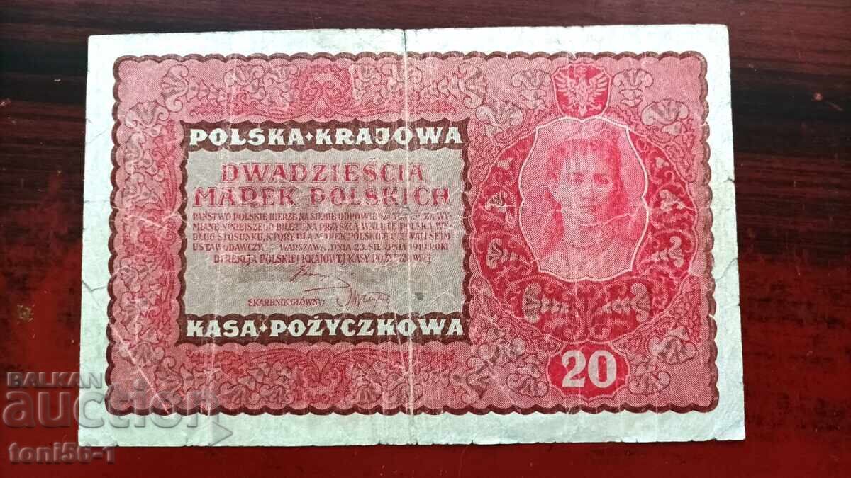 Poland 20 Mark 1919 Poland 20 Mark 1919