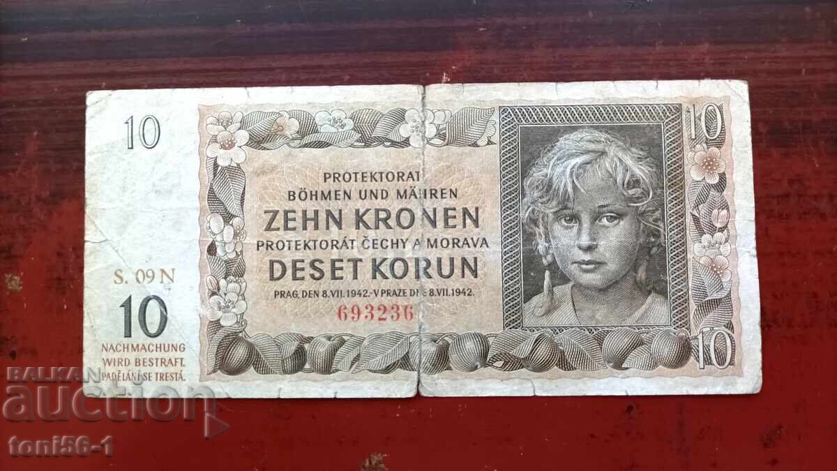 Bohemia and Moravia 10 Korun 1942 Bohemia and Moravia 10 Korun 1942