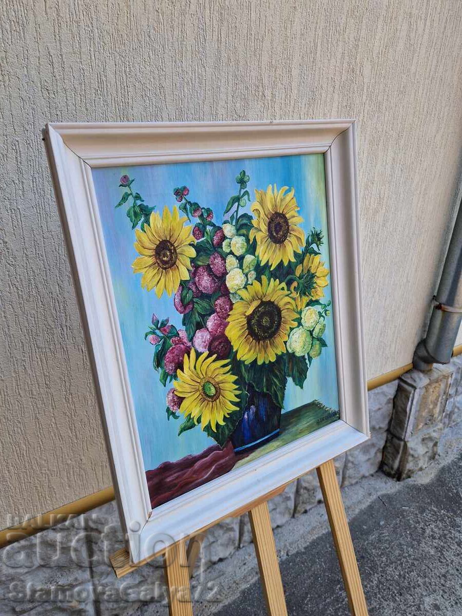 Beautiful antique original oil painting on canvas - 6