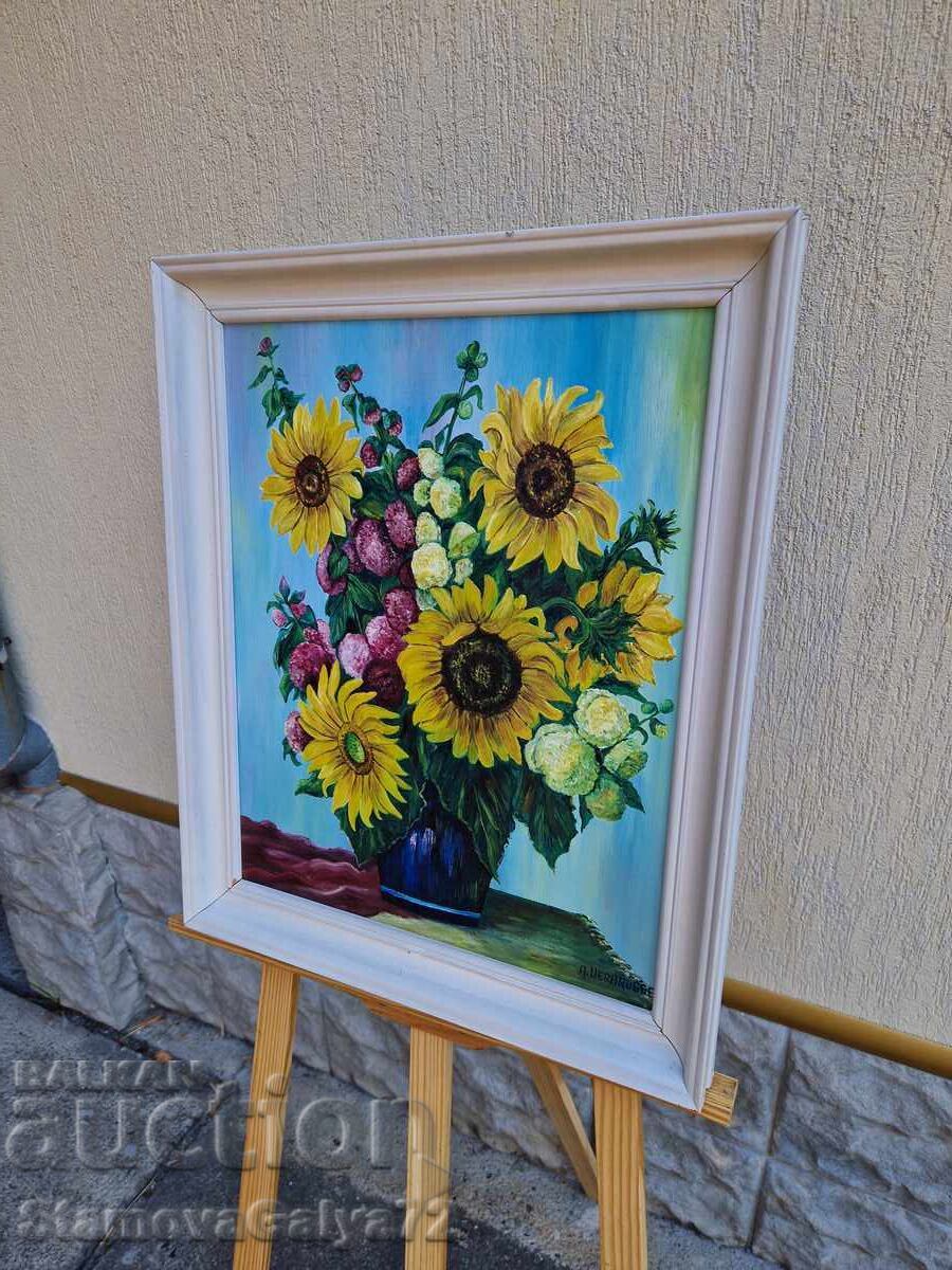 Beautiful antique original oil painting on canvas - 7