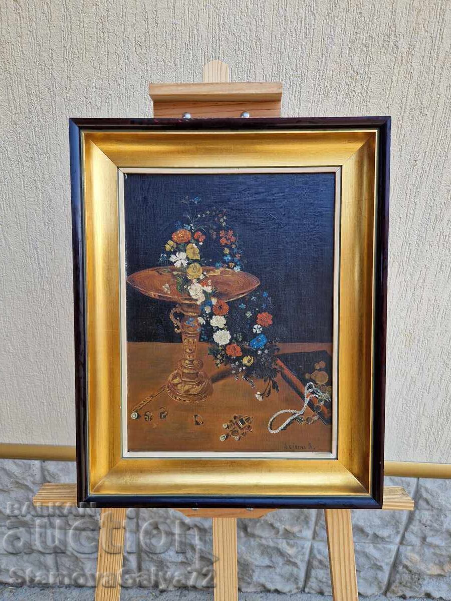 Still life oil on canvas, mounted on fiberboard Still life oil on canvas, mounted on fiberboard