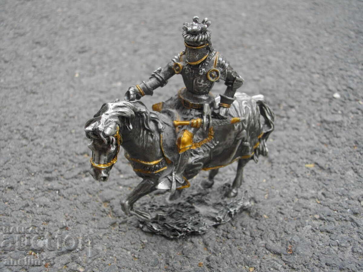 FIGURINĂ METALICĂ STATUETĂ CAVALER PE CAL VERONESE 1995
