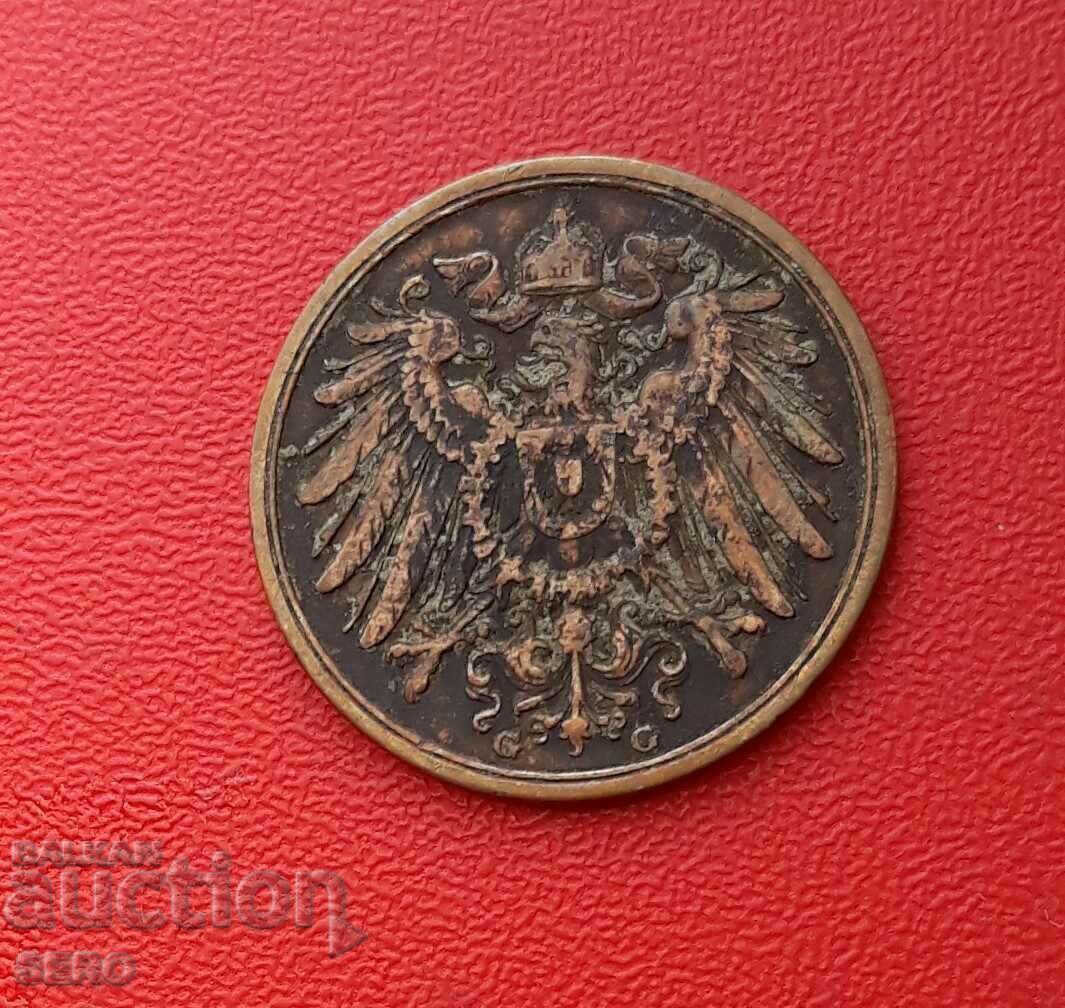 Germany - 2 Pfennig 1913 G - Karlsruhe - Small Mintage with price 1.50 BGN | € 0.77