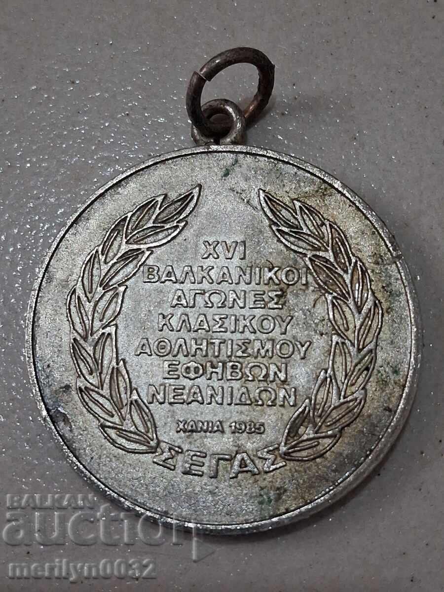 Χάλκινο ελληνικό μετάλλιο πλακέτα σήμα 1985 με τιμή 25.00 BGN | € 12.78