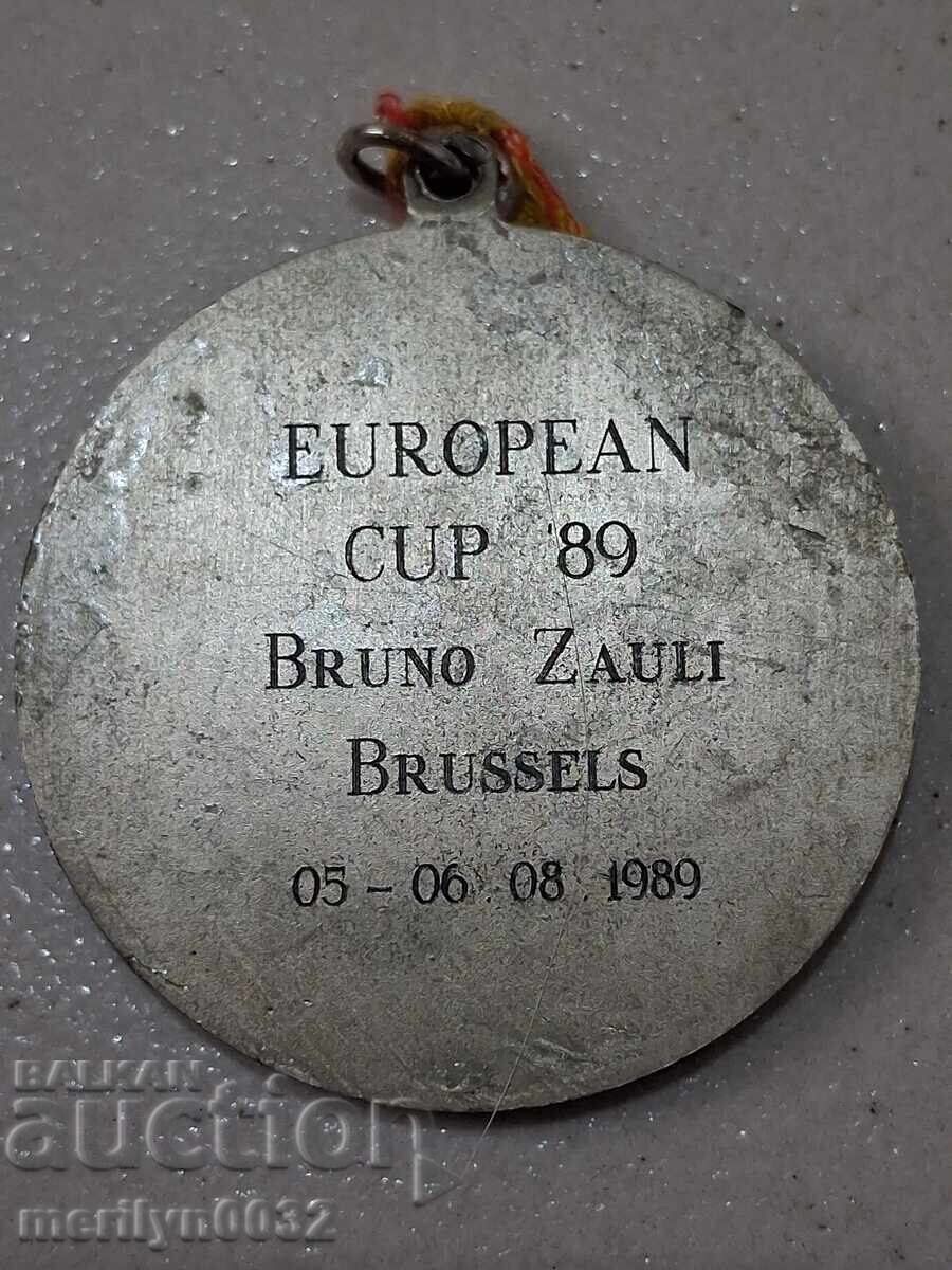 Δημοπρασία Χάλκινο βελγικό μετάλλιο πλακέτα σήμα 1989 έτος