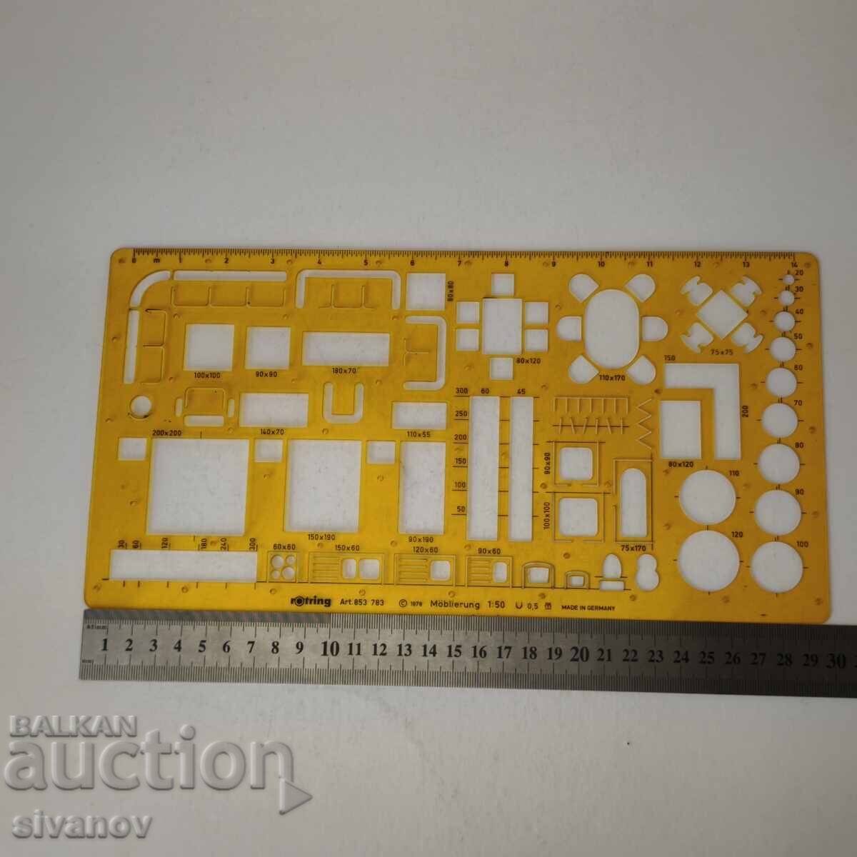 Șablon Vechi rOtring pentru Mobilier Arhitectură 853 783 #6076 - 6