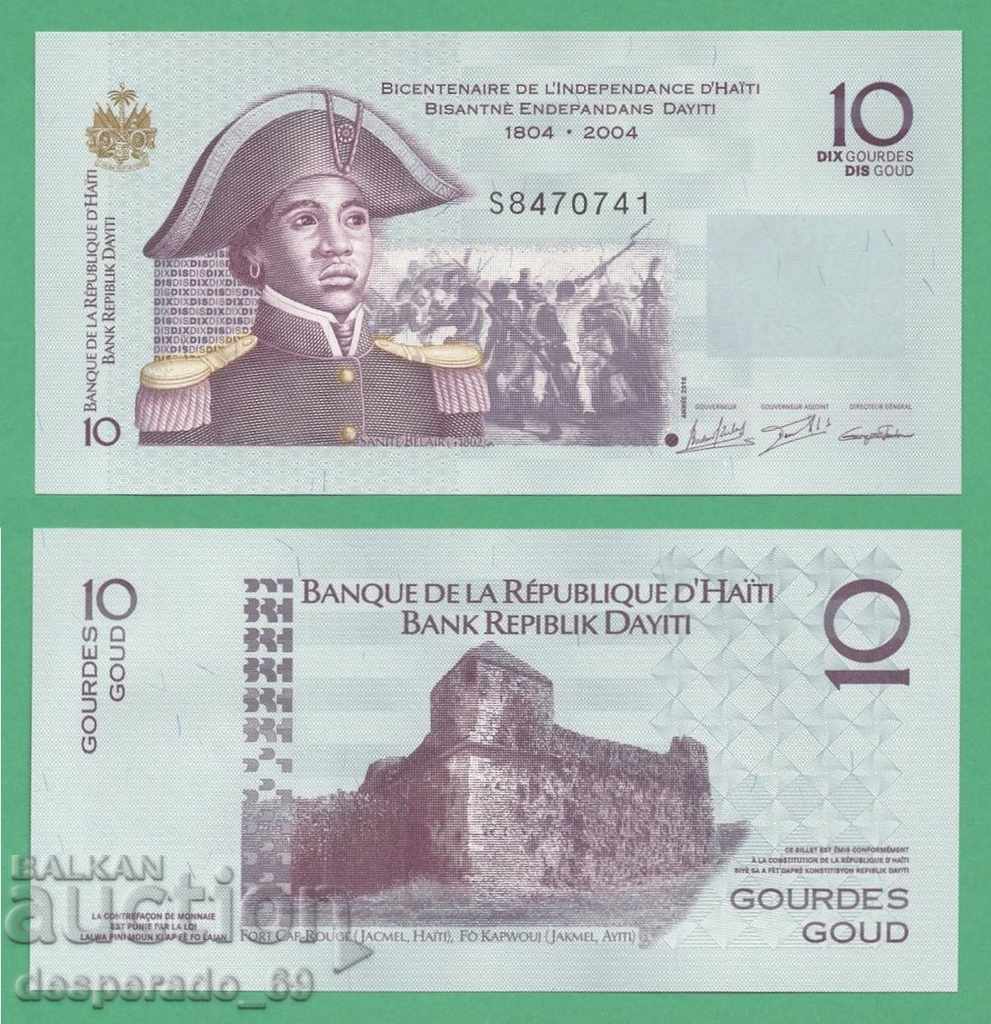 (¯`'•.¸ HAITI 10 gourdes 2016 (commemorative) UNC ¸.•'´¯)
