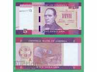 (¯`'•.¸ LIBERIA $5 2016 UNC ¸.•'´¯)