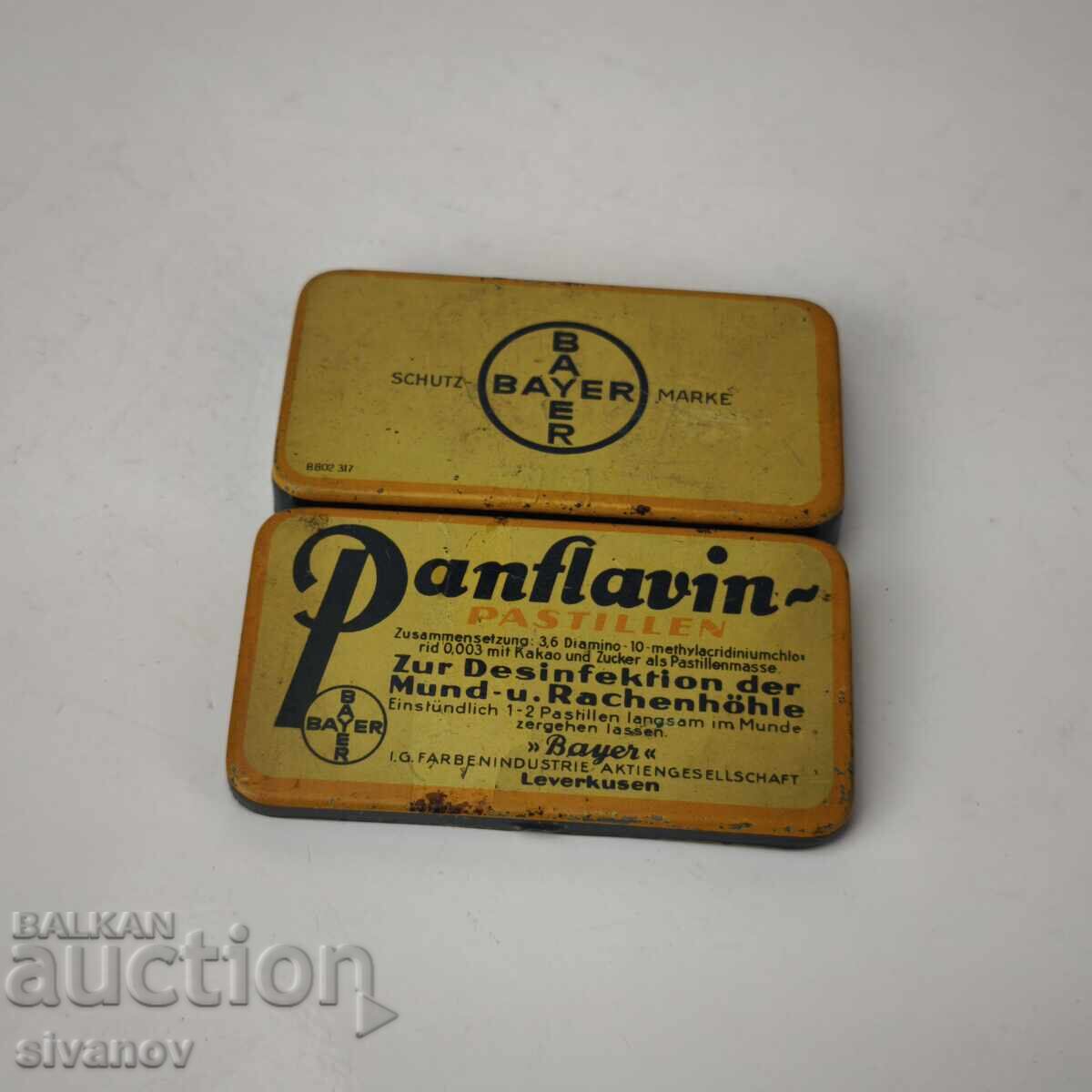 Livrarea Cutie metalică veche pentru medicament Panflavin de BAYER #6084