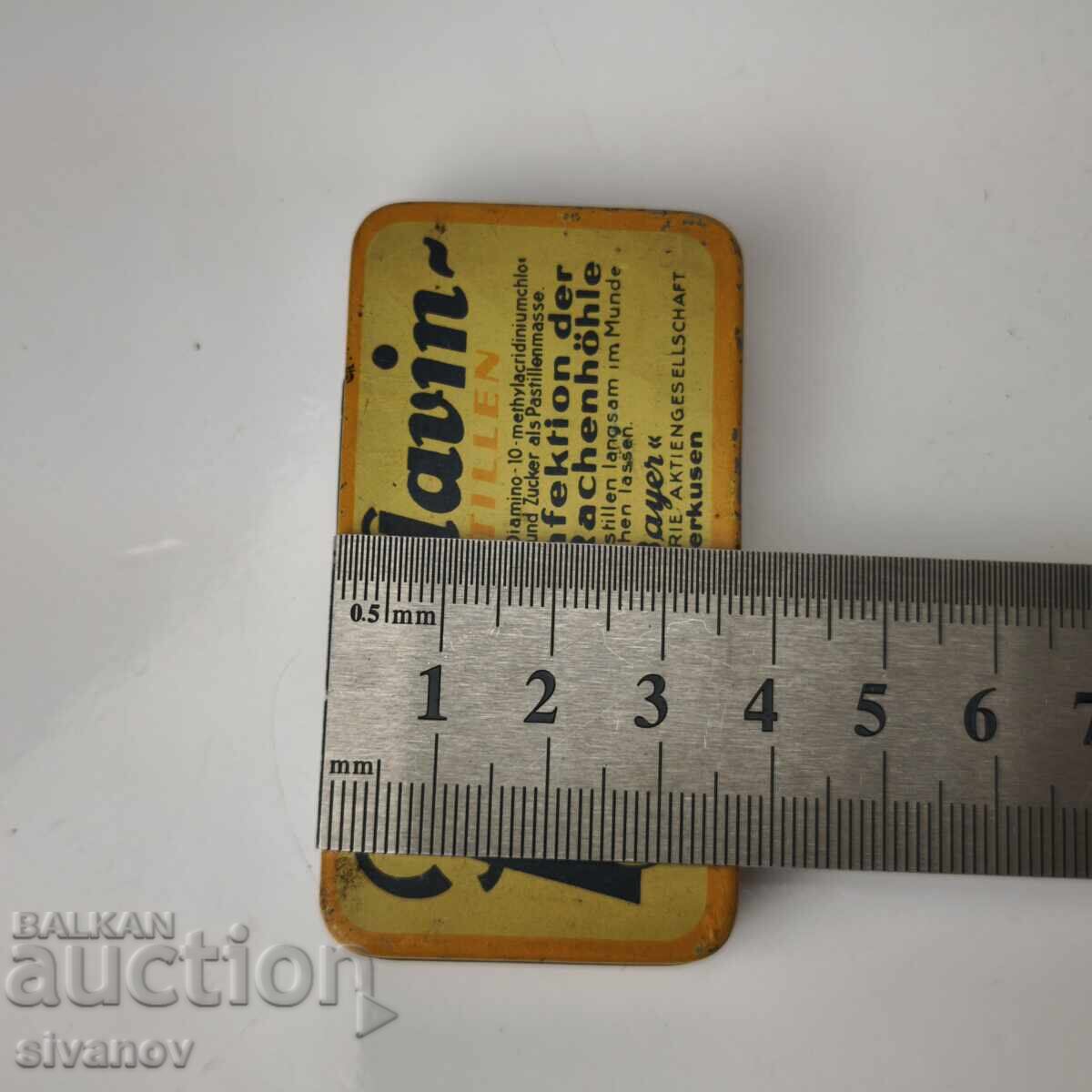 Cutie metalică veche pentru medicament Panflavin de BAYER #6084 - 6