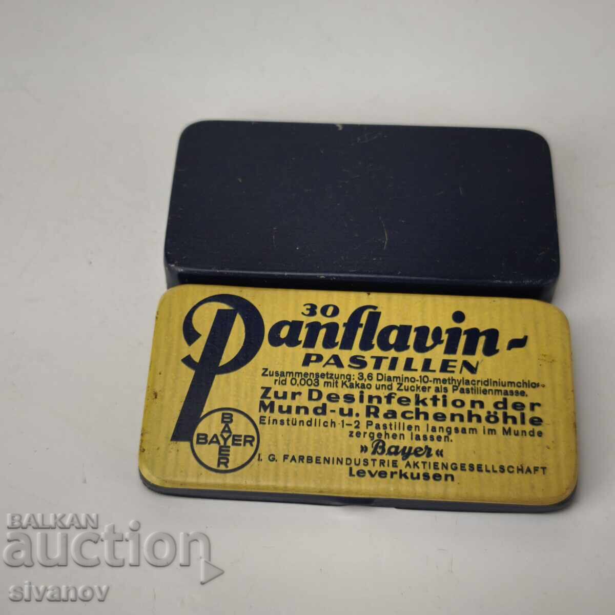 Livrarea Cutie metalică veche de medicament Panflavin de la BAYER #6085