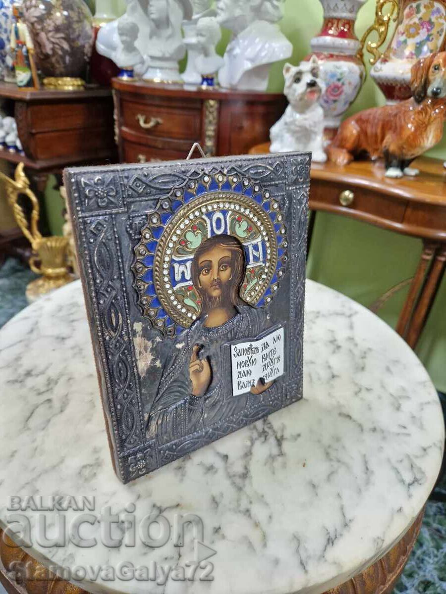 Delivery of Antique Russian icon with enamel