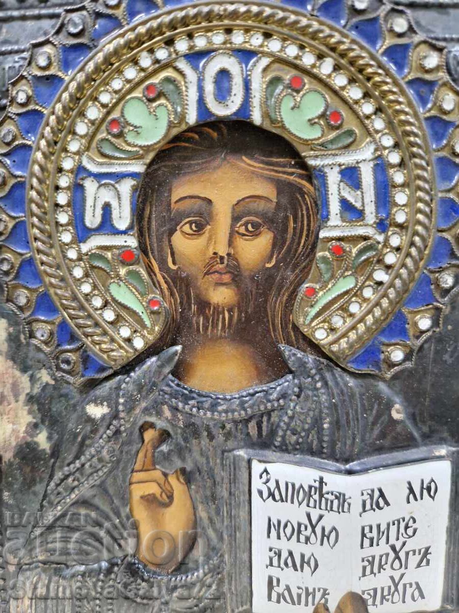 Antique Russian icon with enamel - 6