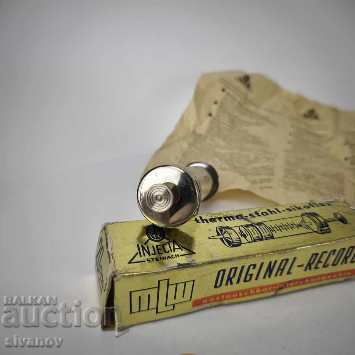 Seringă de sticlă veche 20cc Injecta Steinach MLW #6086 - 6 Seringă de sticlă veche 20cc Injecta Steinach MLW #6086 - 6
