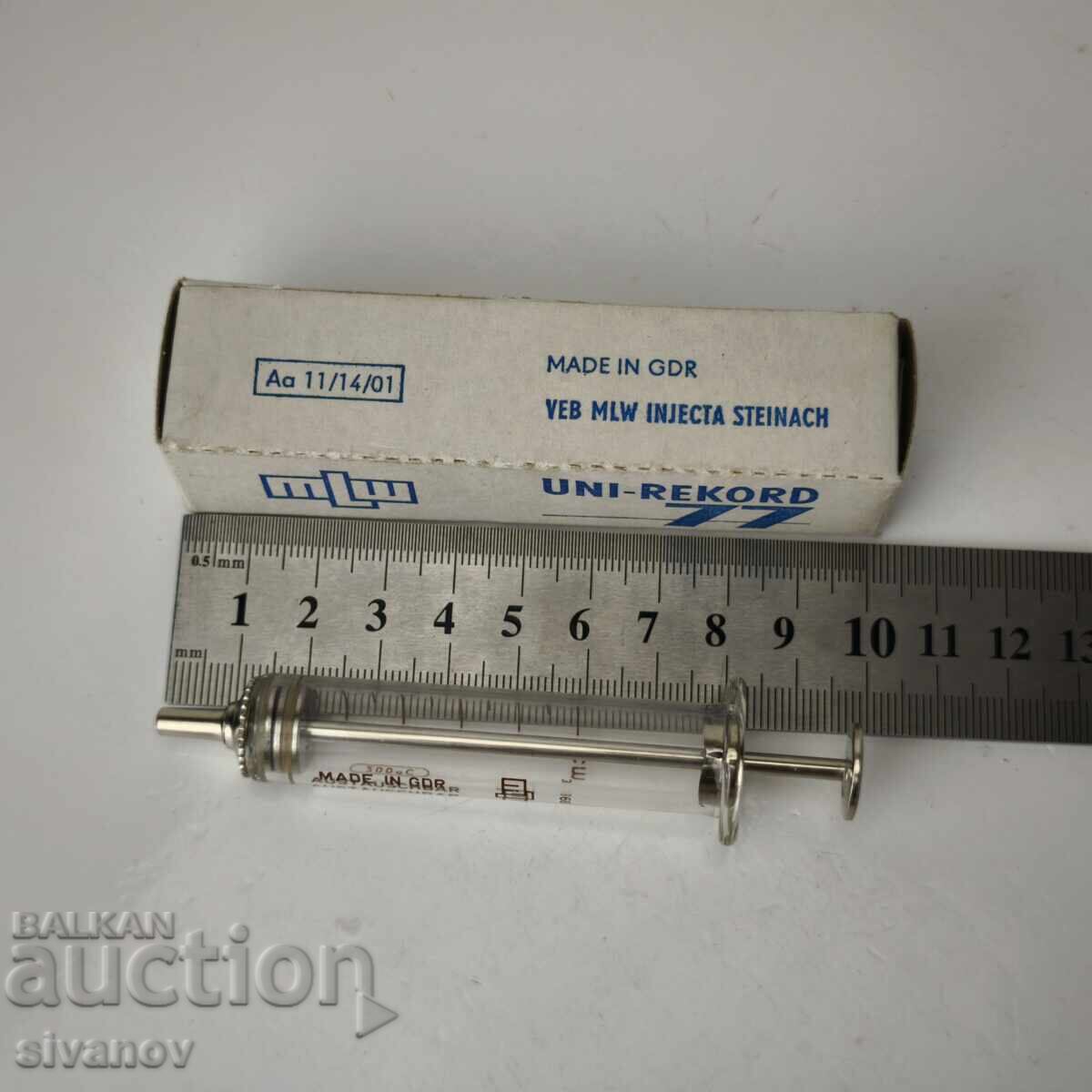 Seringă veche de sticlă 5cc MLW Injecta Steinach #6087 - 7