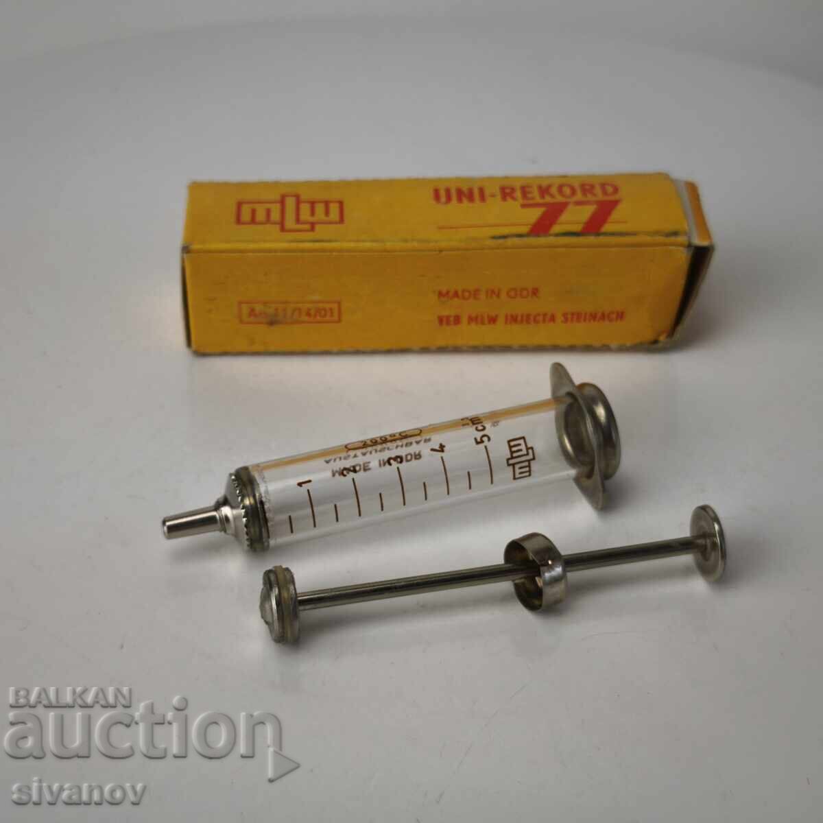 Seringă veche de sticlă 5cc MLW Injecta Steinach #6088 - 6 Seringă veche de sticlă 5cc MLW Injecta Steinach #6088 - 6